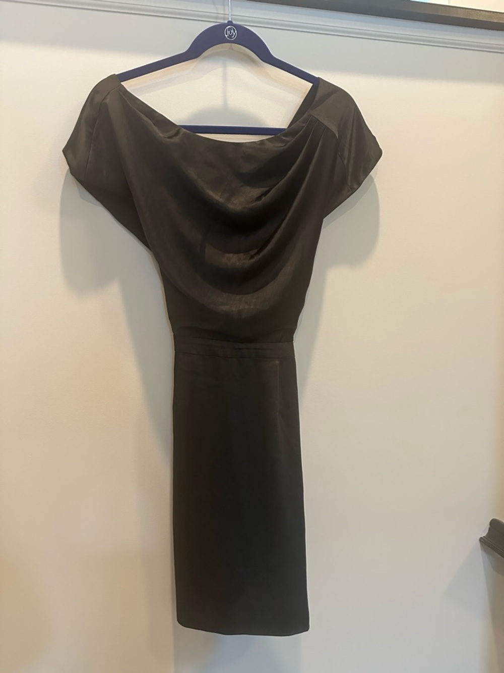 Fame and Partners Black Draped Cowl Midi Dress